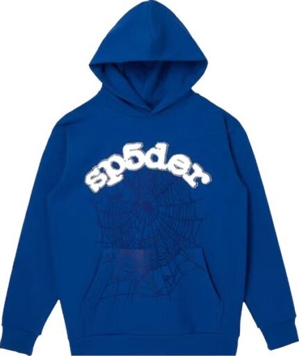 Sp5der-Logo-Print-Blue-Hoodie
